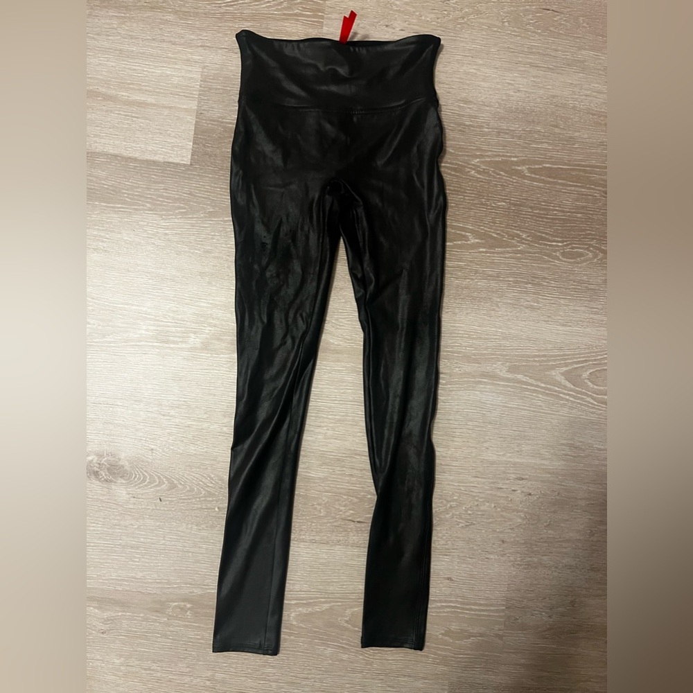 Black Metallic Spanx Leggings Size Small